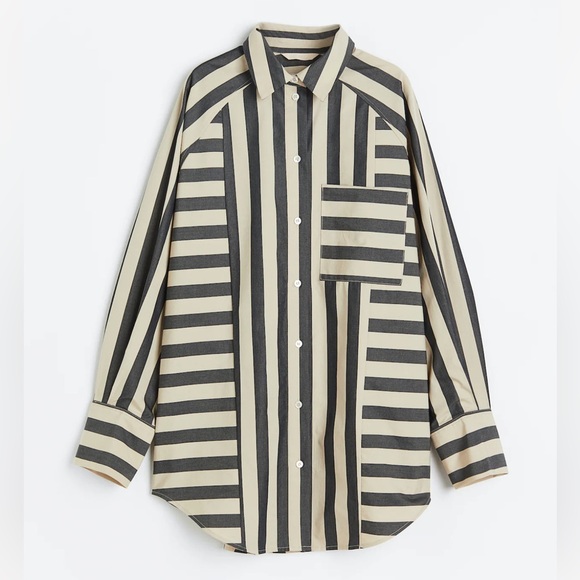 H&M Tops - ✨NWOT✨ H&M Cotton Stripe Button Down